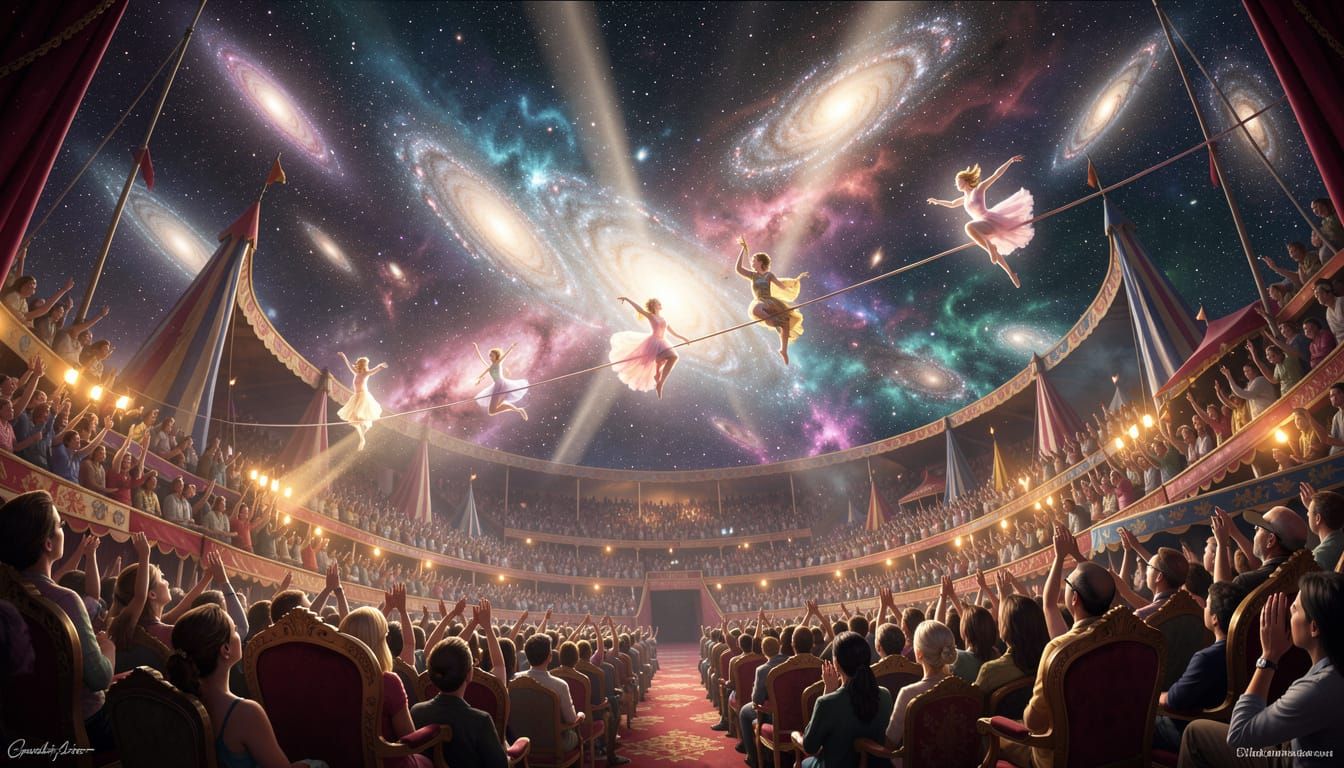 Majestic Cosmic Circus Under Galactic Skies