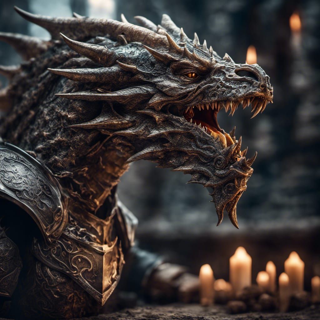 Fantasy Knight Dragon in Hyperrealistic Style