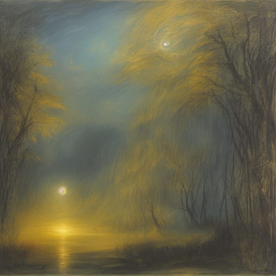 Mystical Moonlit Forest Nocturne in Romantic Style