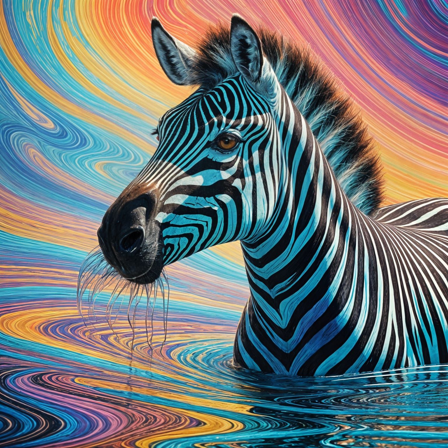 Surreal Zebra Kaleidoscope in Vibrant Colors