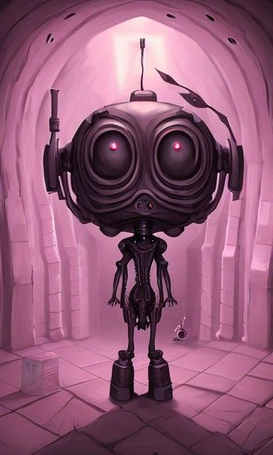 Creepy Cute Robot Dominatrix in Cyberpunk Dungeon