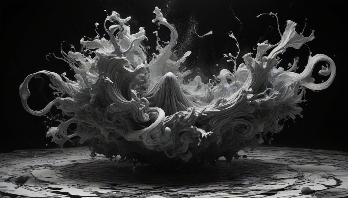 Surrealist Dancer in Ink Vortex