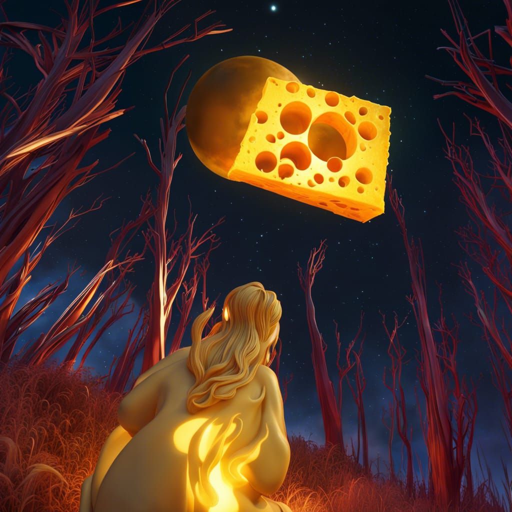 Cheddar Moon Bites Gouda Stars in Night Sky