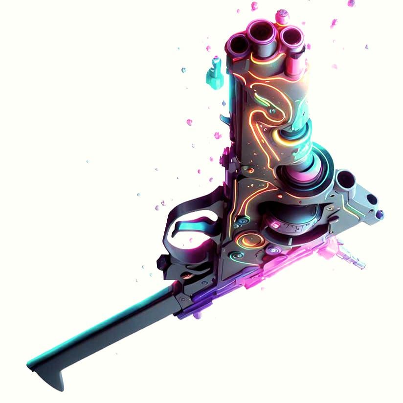 Pastel Neon Gun in Detailed Digital Graffiti Art