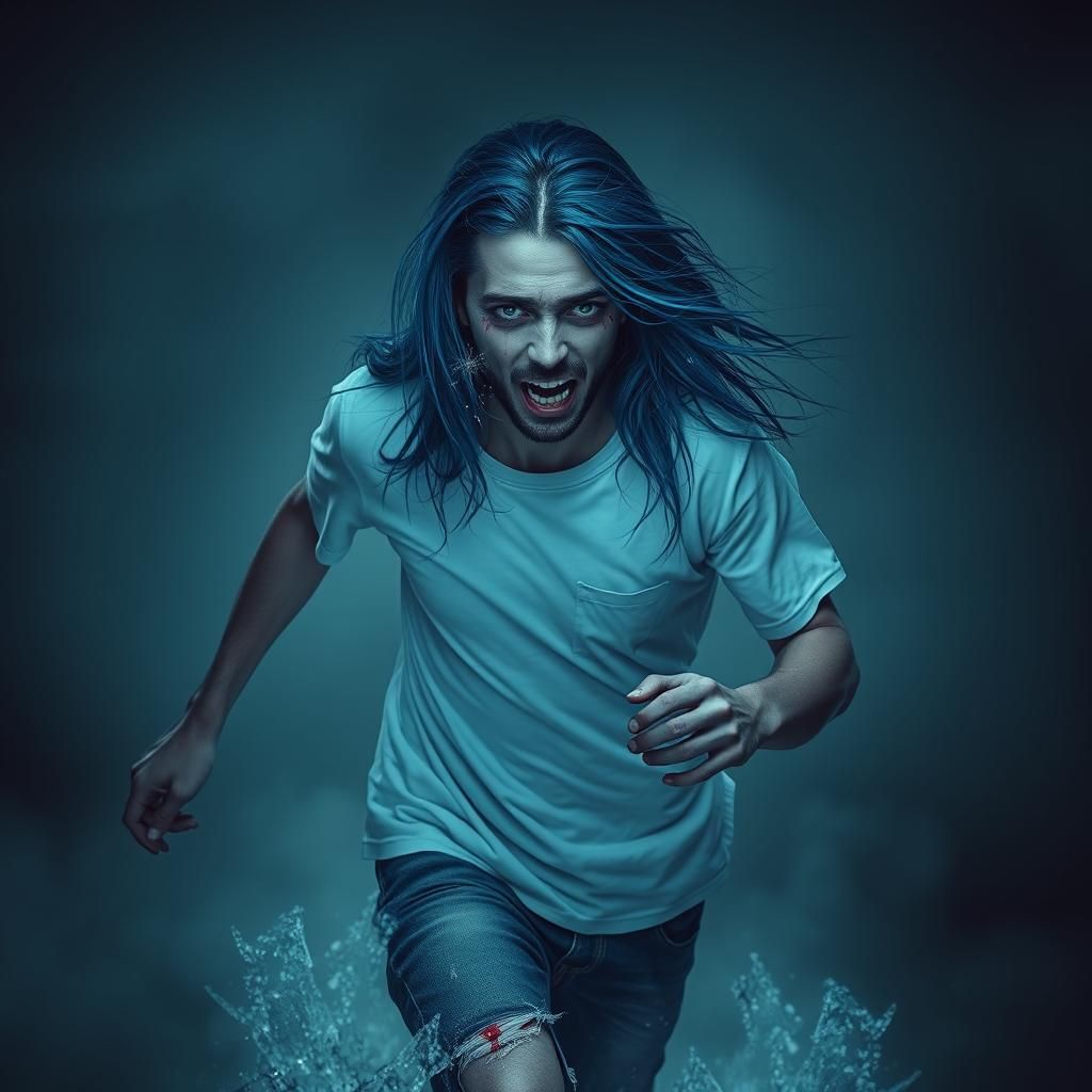 Frightened Man Runs in Surreal Ominous Horror