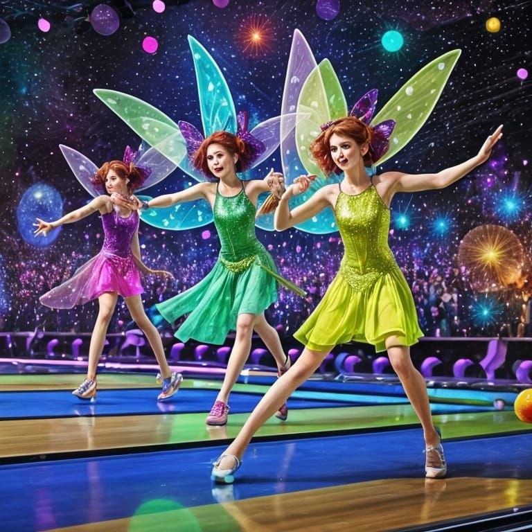 Fairies Bowling on Disco Night in High Definition