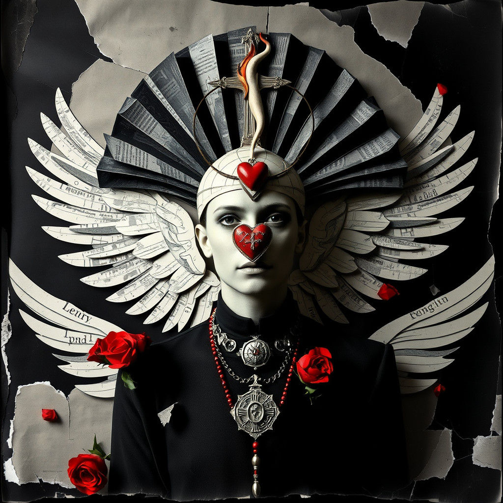 Dadaist Winged Figure in Photogram Collage