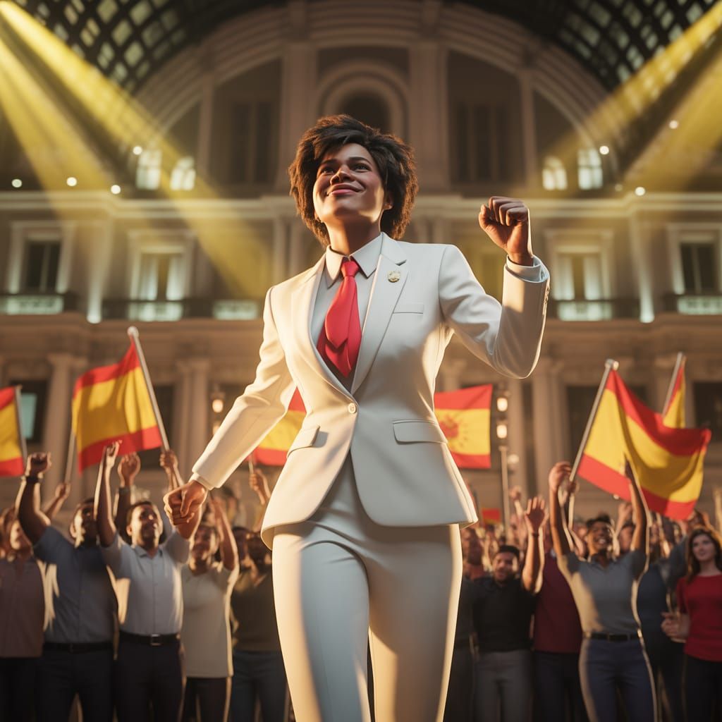 Triumphant Politician Celebrates Victory: 3D Cinematic Rende...