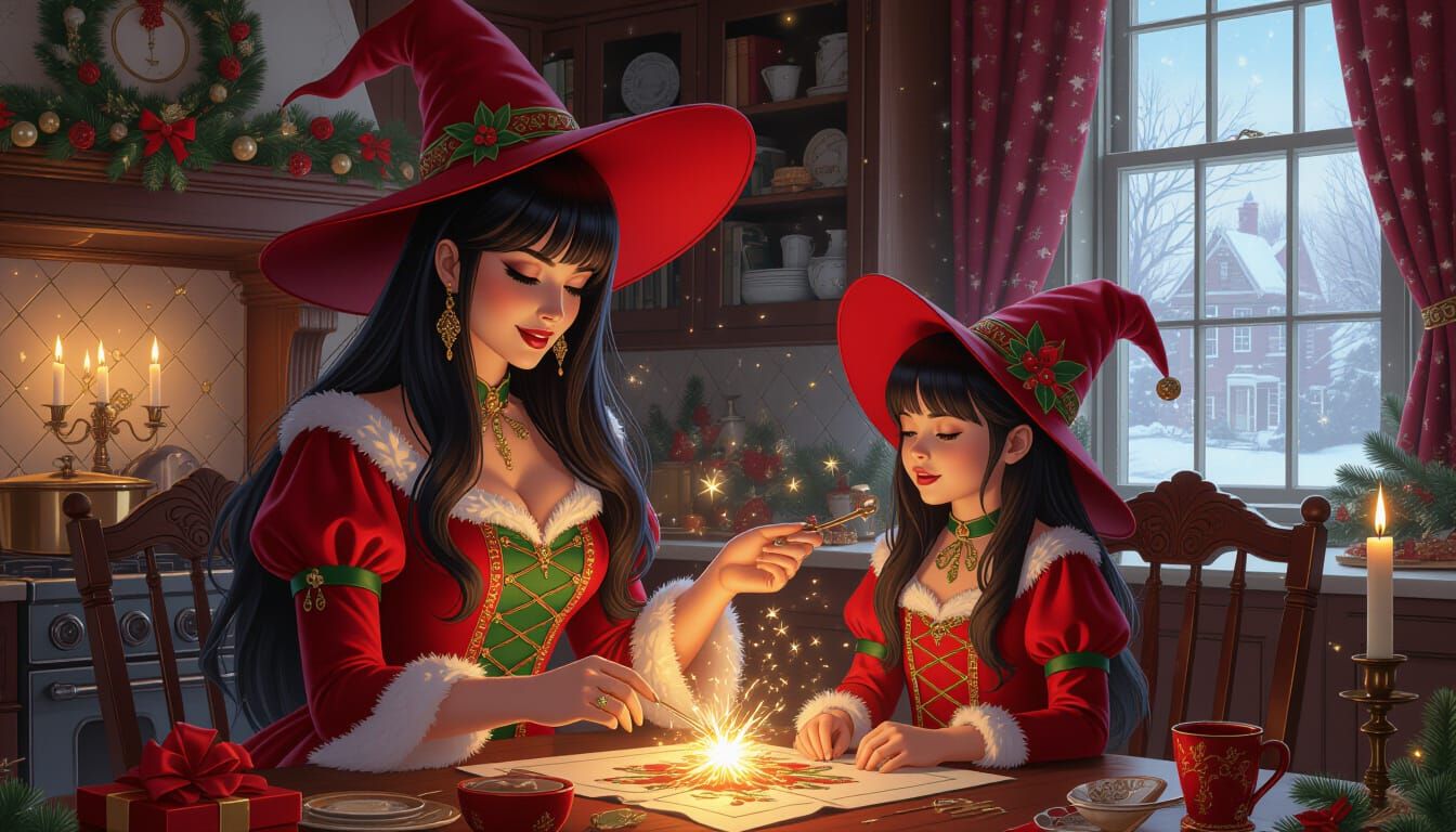 Witch Teaches Daughter Christmas Magic in Victorian Home
