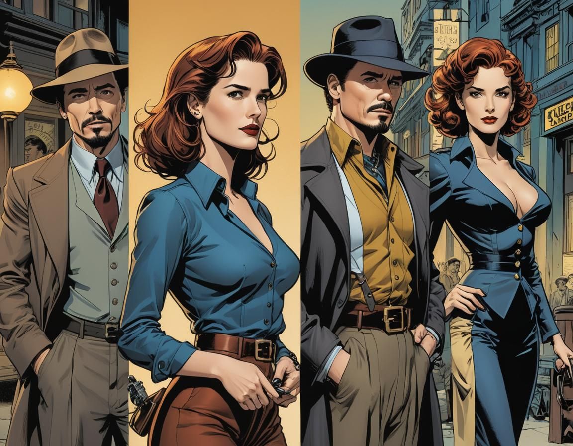 1940s Sleuths Explore Ancient Arabian Temple: Comic Book Art