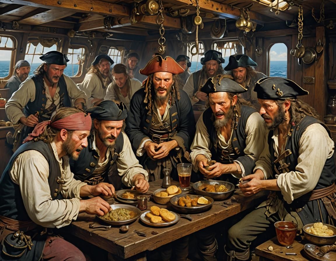 Grim Pirate Life: A Realistic Oil Painting