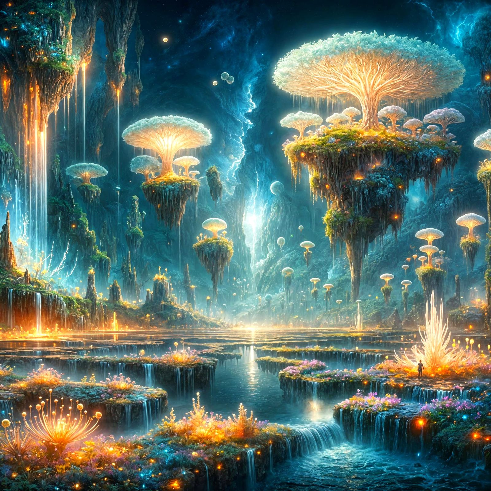 Bioluminescent Alien Garden: A Matte Painting