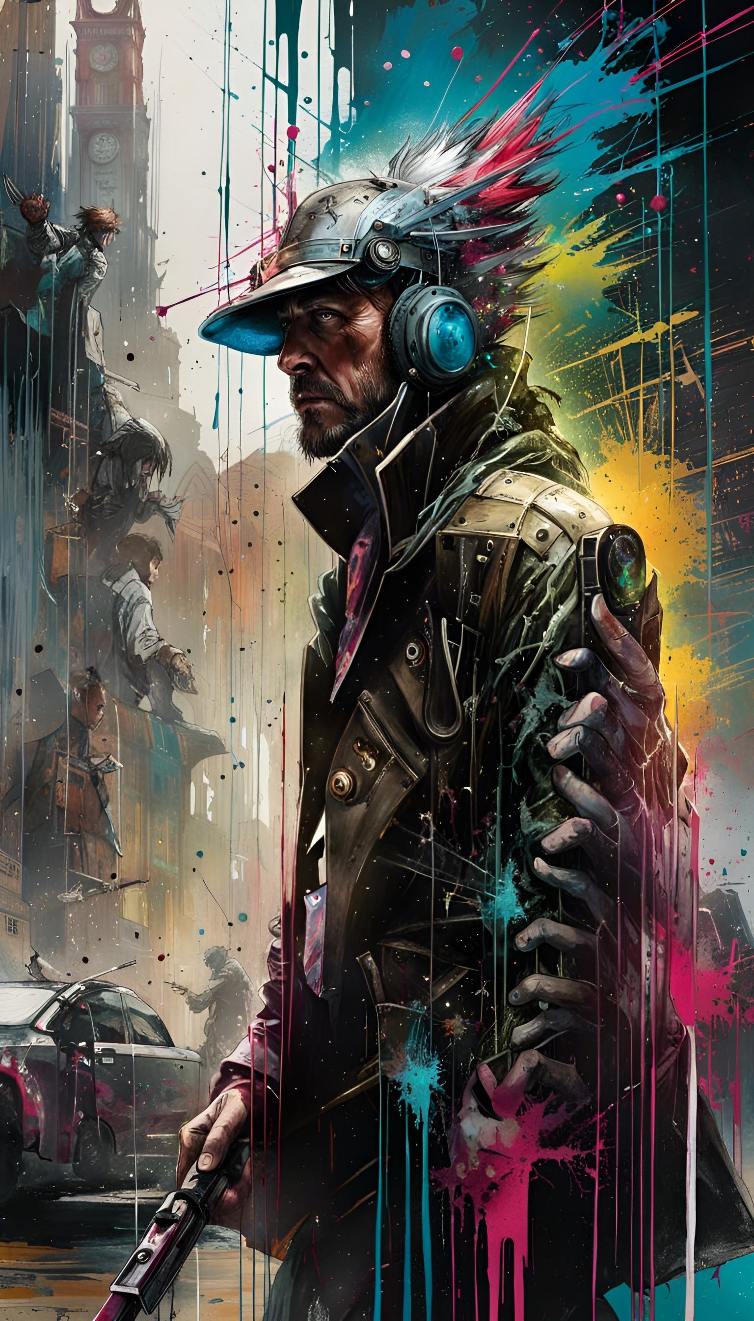 Cybernetic Magician in Cyberpunk Fantasy Style