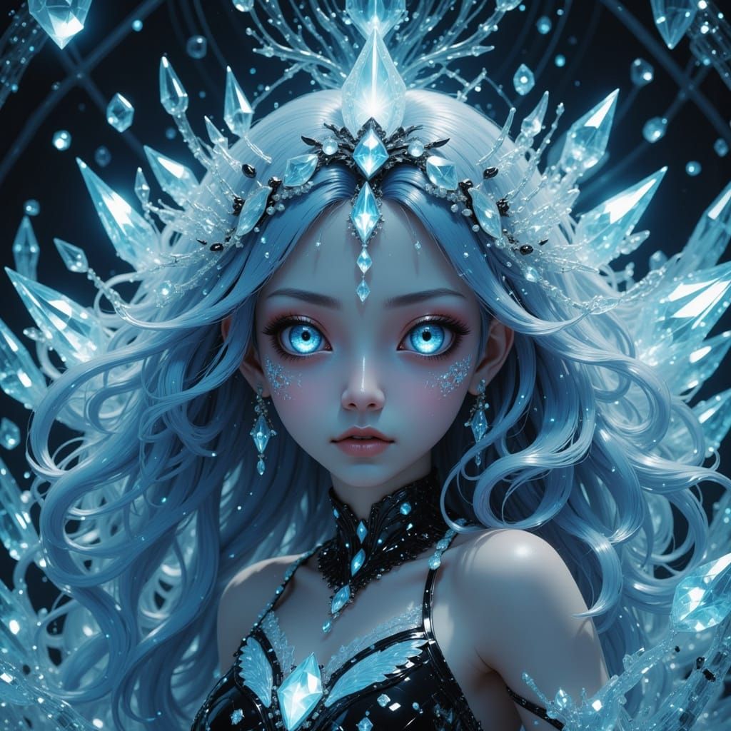 Ethereal Alien Goddess in Glass Aesthetic