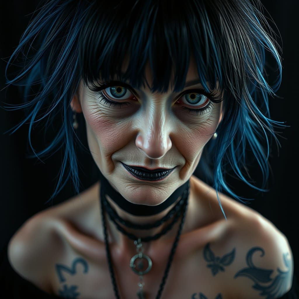 Mysterious Emo Goddess with Dark Elegance