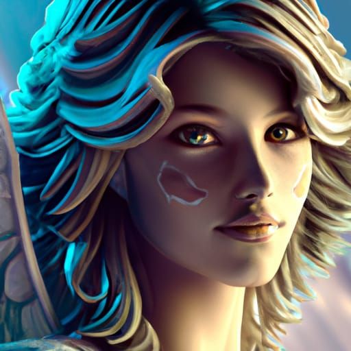 Detailed Angel Portrait in Art Nouveau Style