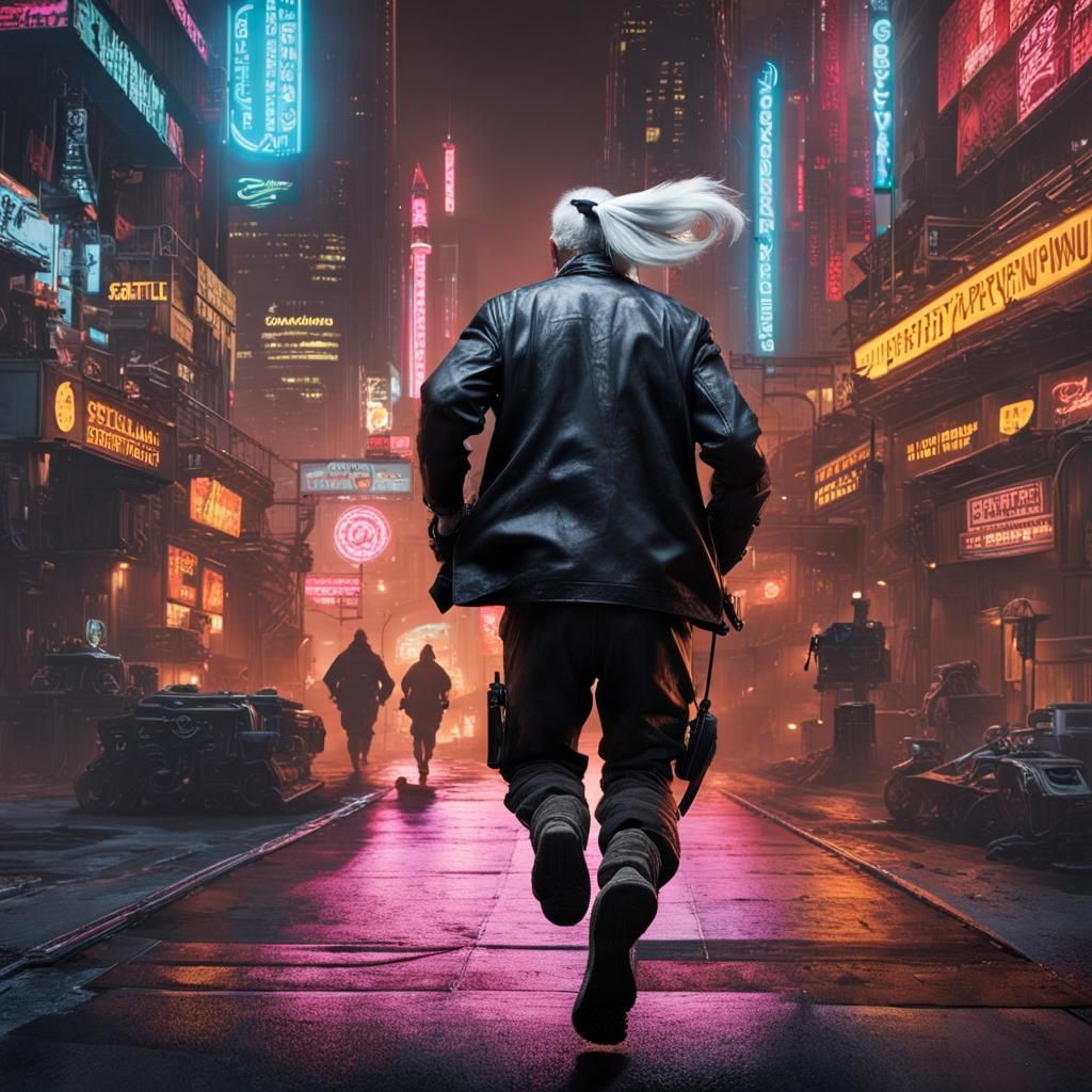 Cyberpunk Runner in Rainy Shadowrun City
