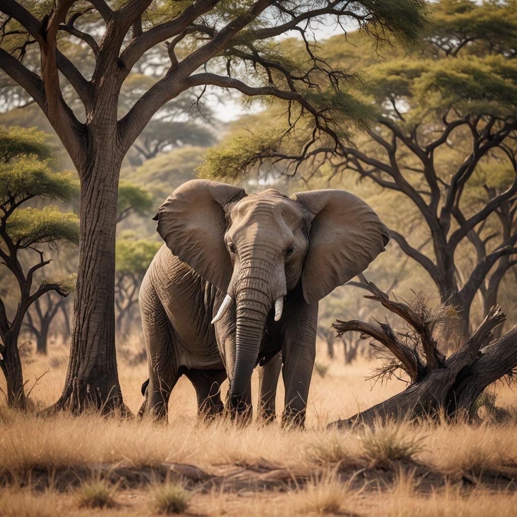 Elephant in Savanna: Wildlife Photography