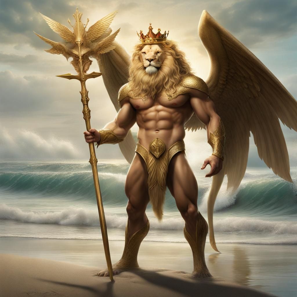 Winged Lion and Merman Fantasy Concept Art