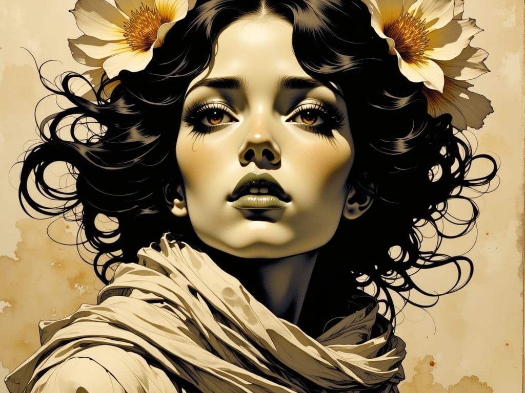 Ethereal Portrait in Art Nouveau Style