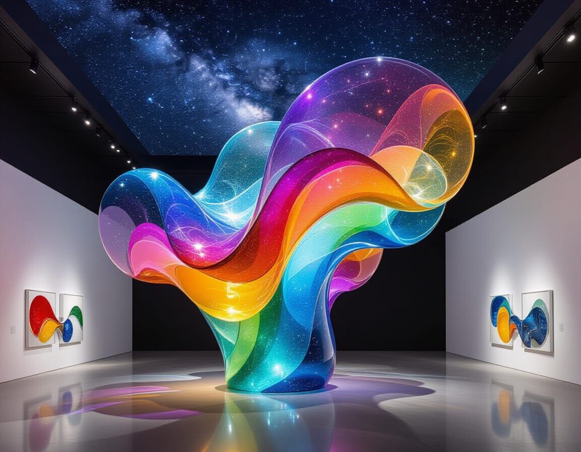 Cosmic Nebula Glass Sculpture in Open Sky Gallery