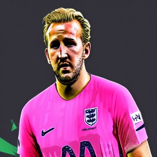 Harry Kane in Pink Hat, Cyberpunk 2099 Style