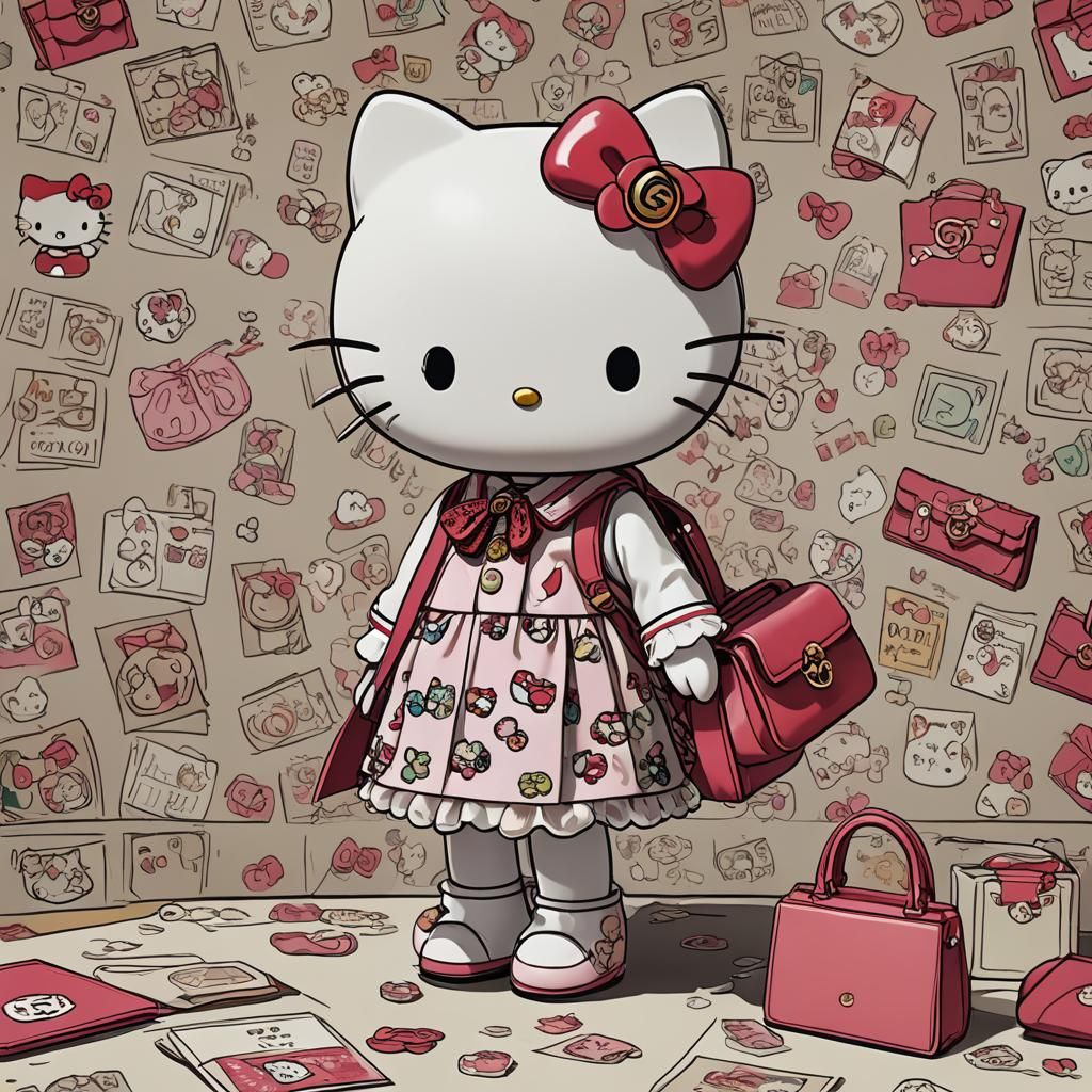 Hello Kitty in Gucci Dress, Anime Style