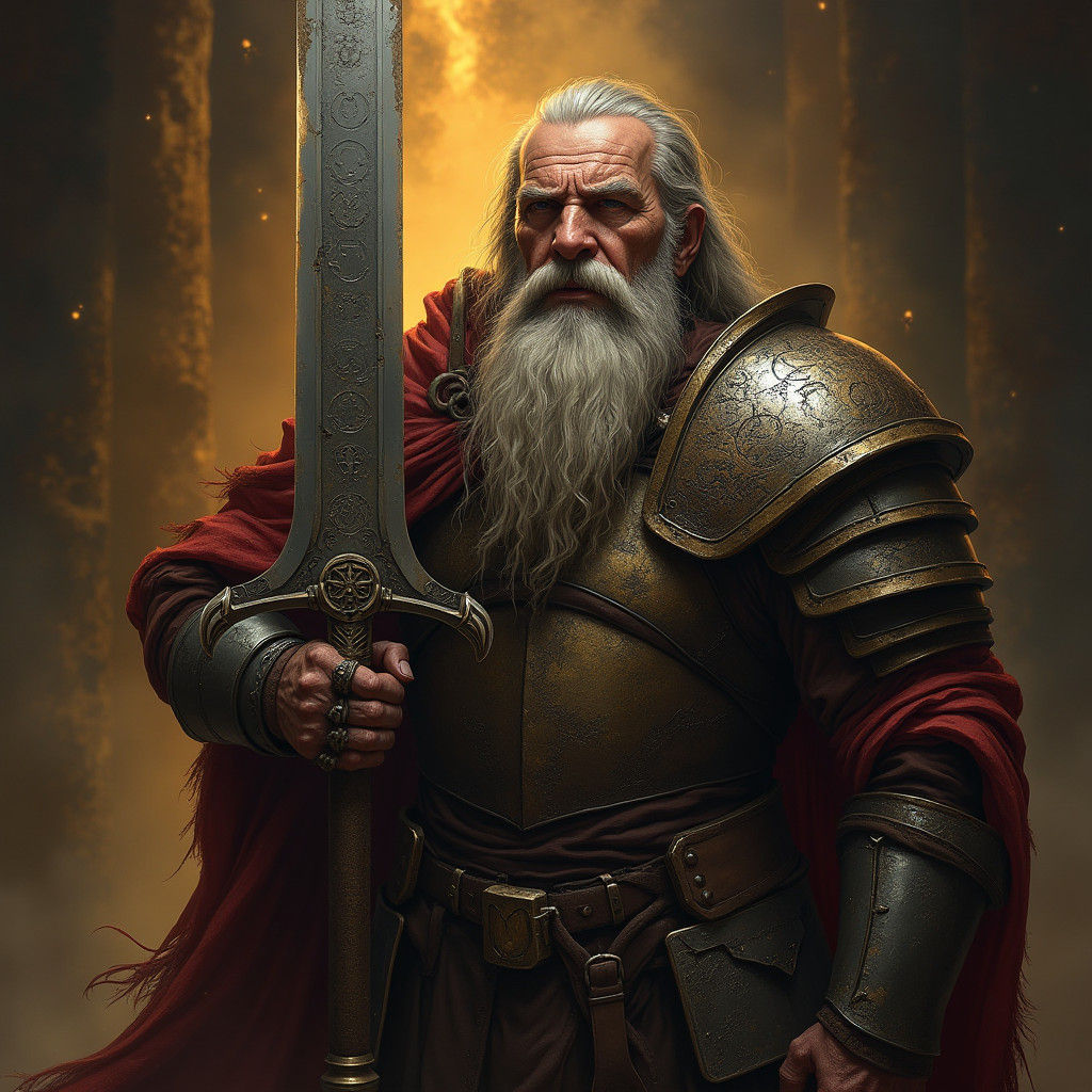 Aasimar Paladin with Greatsword in Hyper-Realistic Style