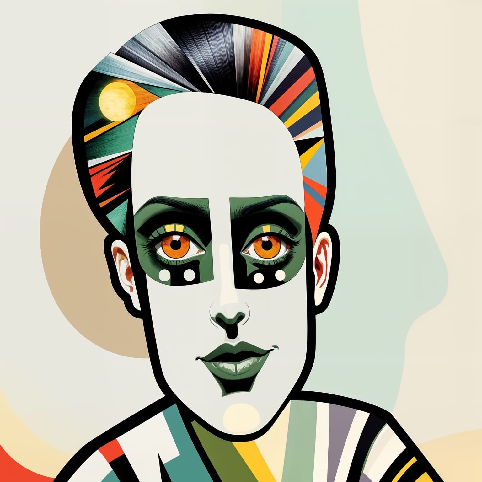 Abstract Body in Cubist Stipple Style with Bokeh