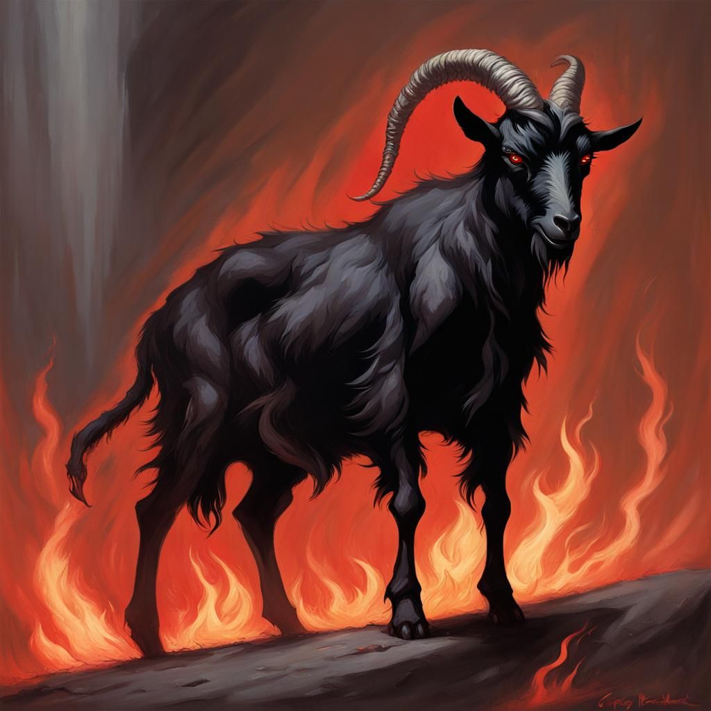 Sinister Shadow Goat with Red Eyes