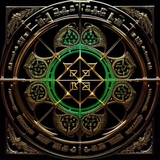 Detailed Fractal Design with Typography and Symbols