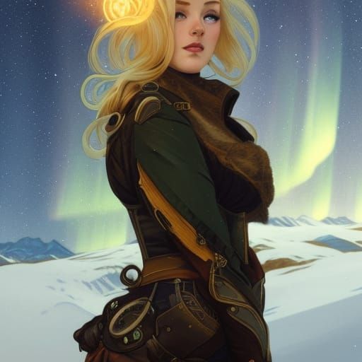Steampunk Explorer with Aurora Borealis Portrait