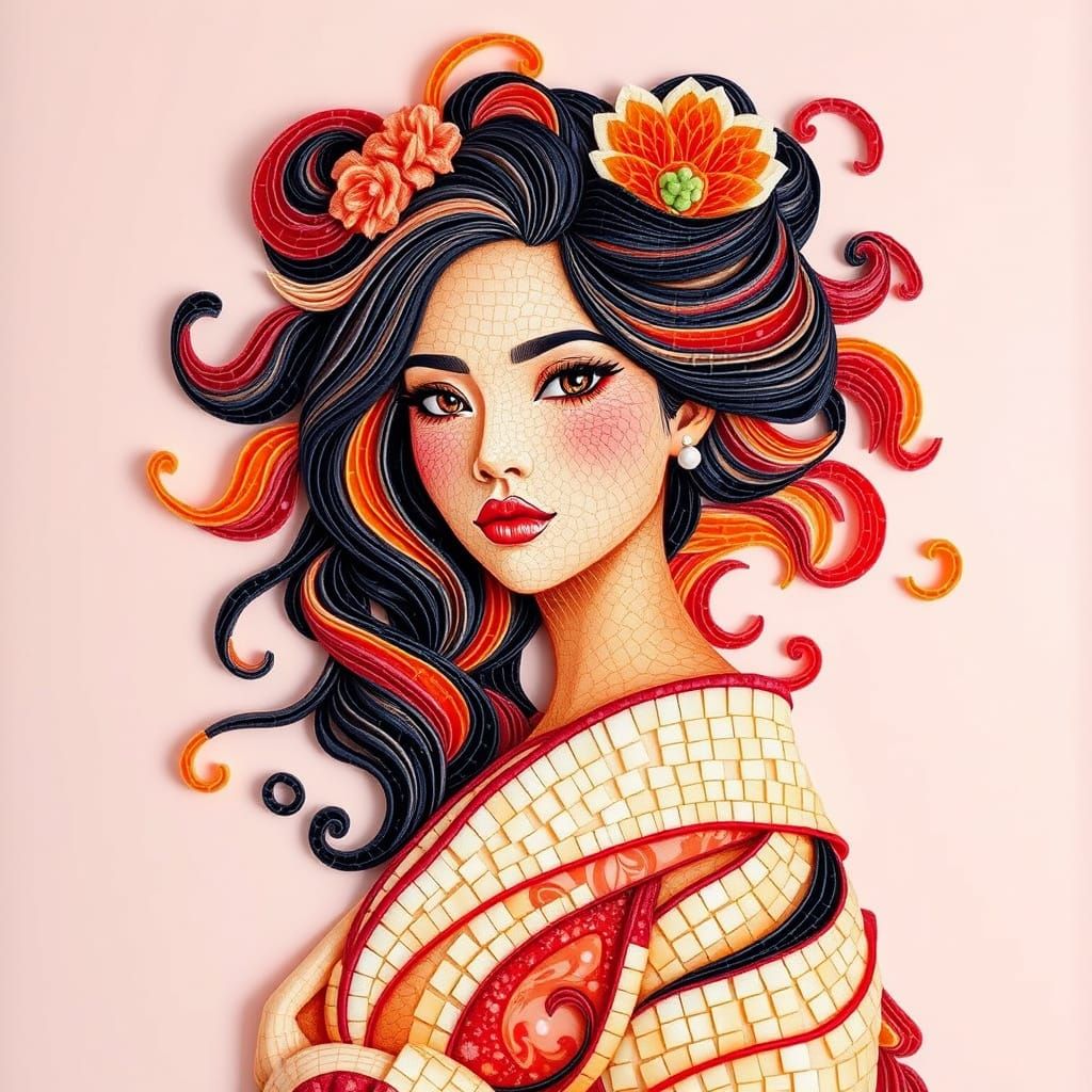 Sushi Portrait of a Woman in Digital Art Style