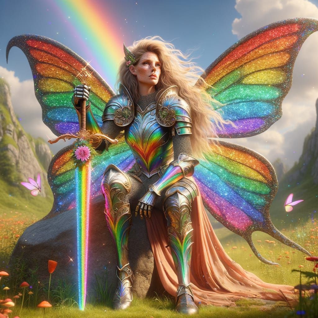 Rainbow Fairy Paladin in Sunny Meadow