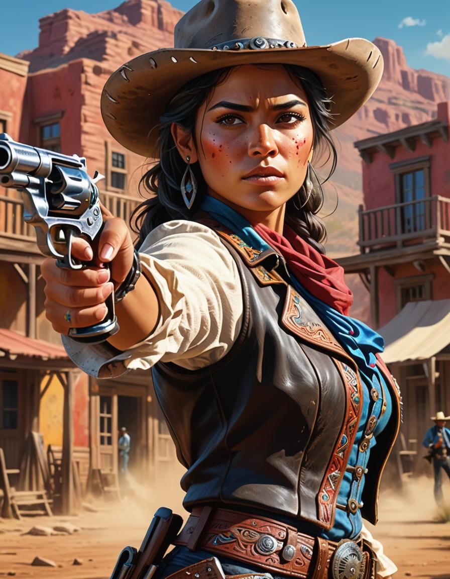Wild West Gunslinger in Vibrant Splendor