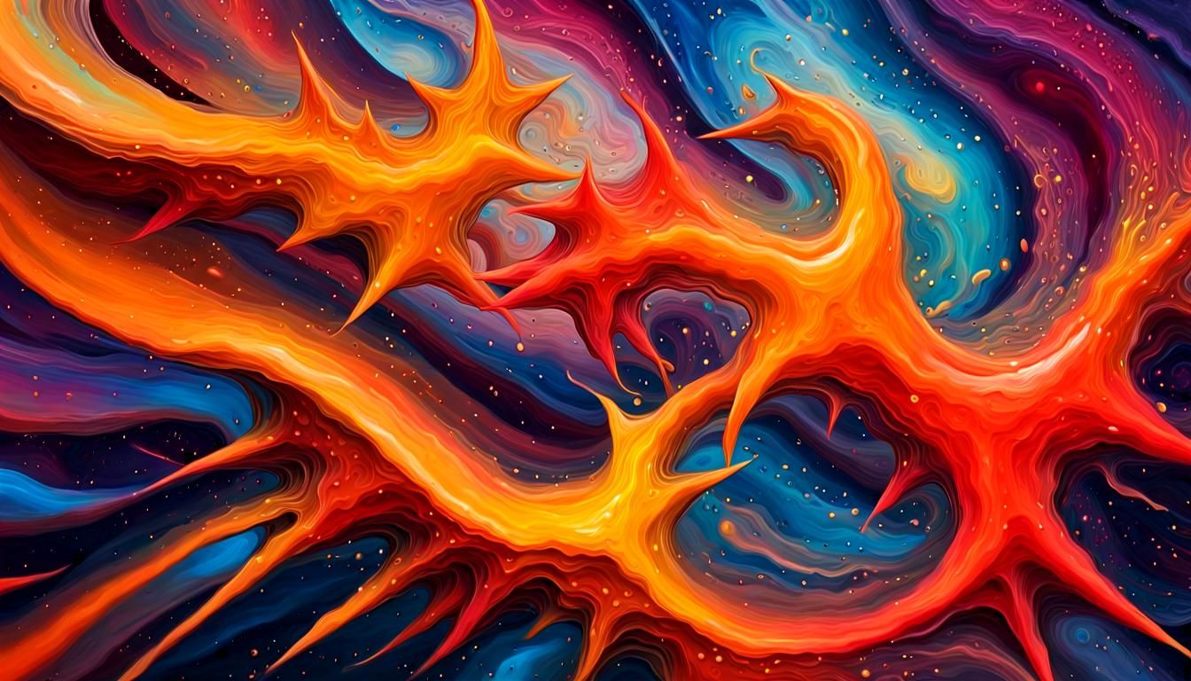 Cosmic Stars in Impasto Oil Paint Style