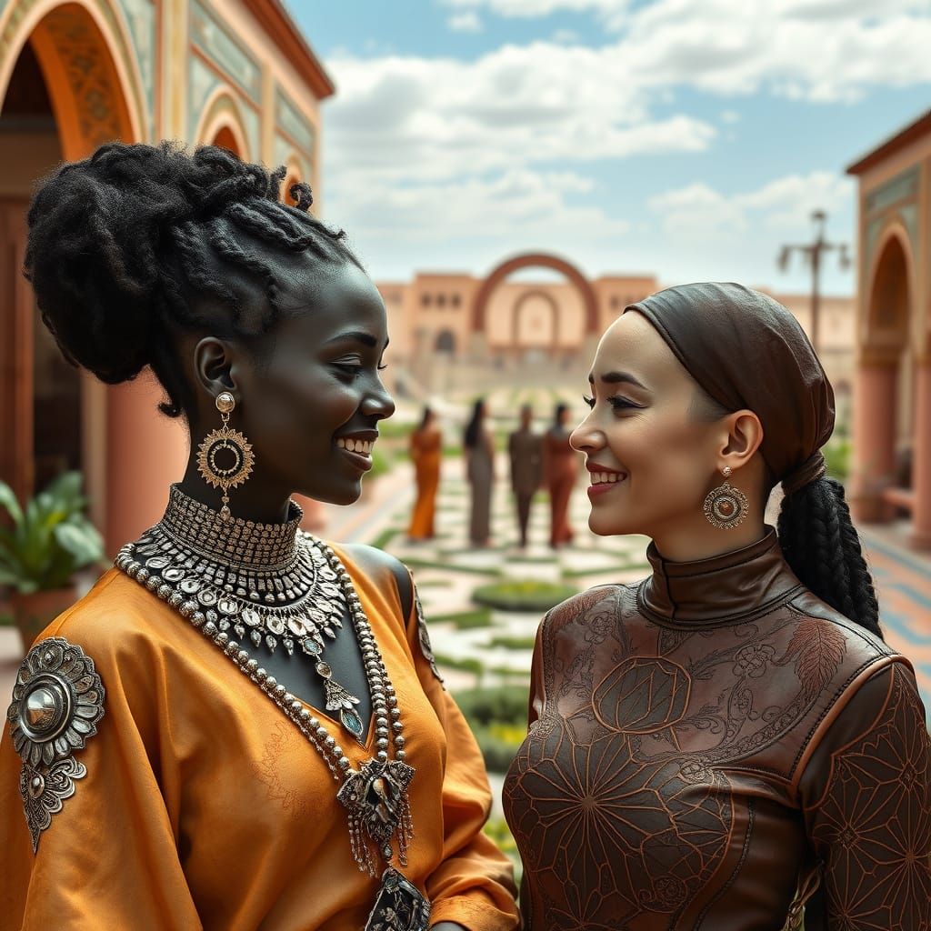 Futuristic Moroccan Women in Photorealistic Style
