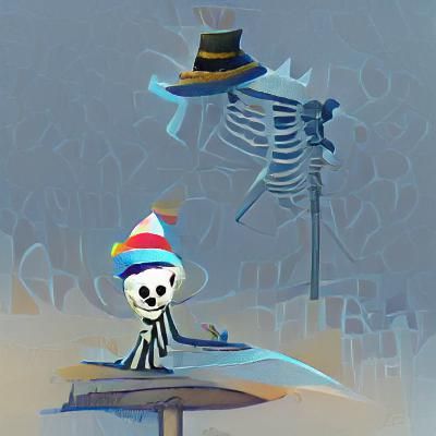 Cartoon Skeleton Wearing a Silly Hat