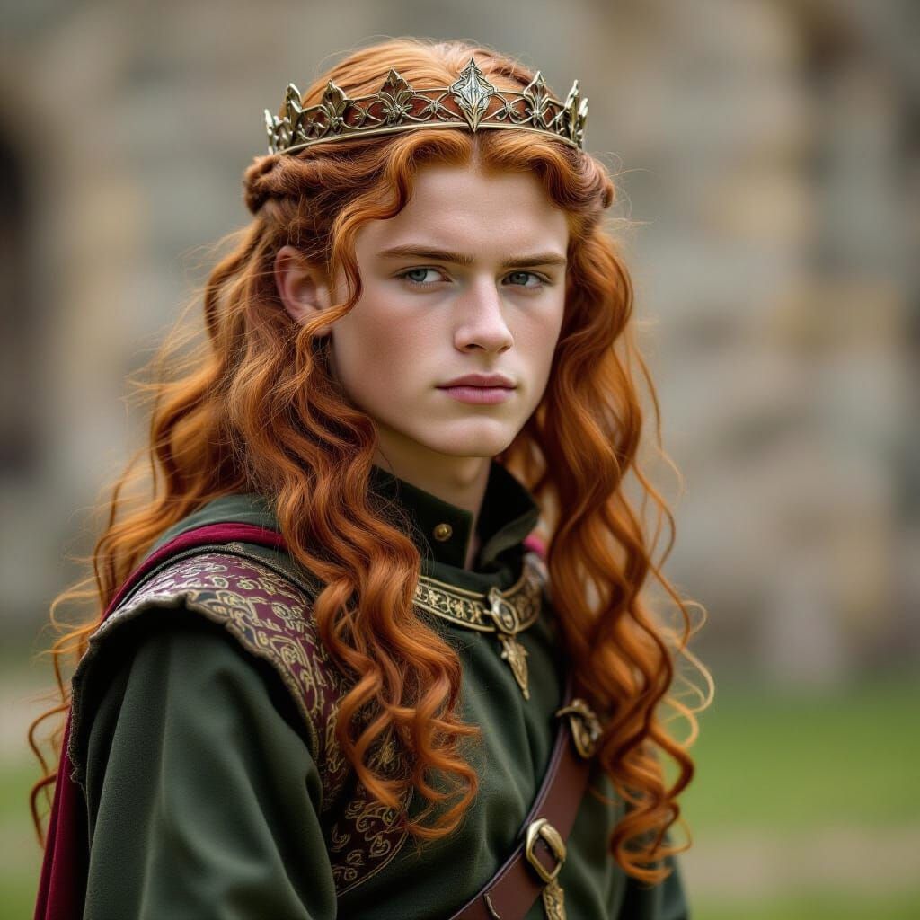 Medieval King with Long Red Hair Portrait