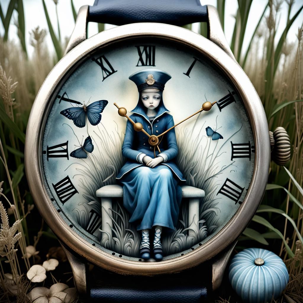 Surreal Sailor on Watch in Botanical Garden