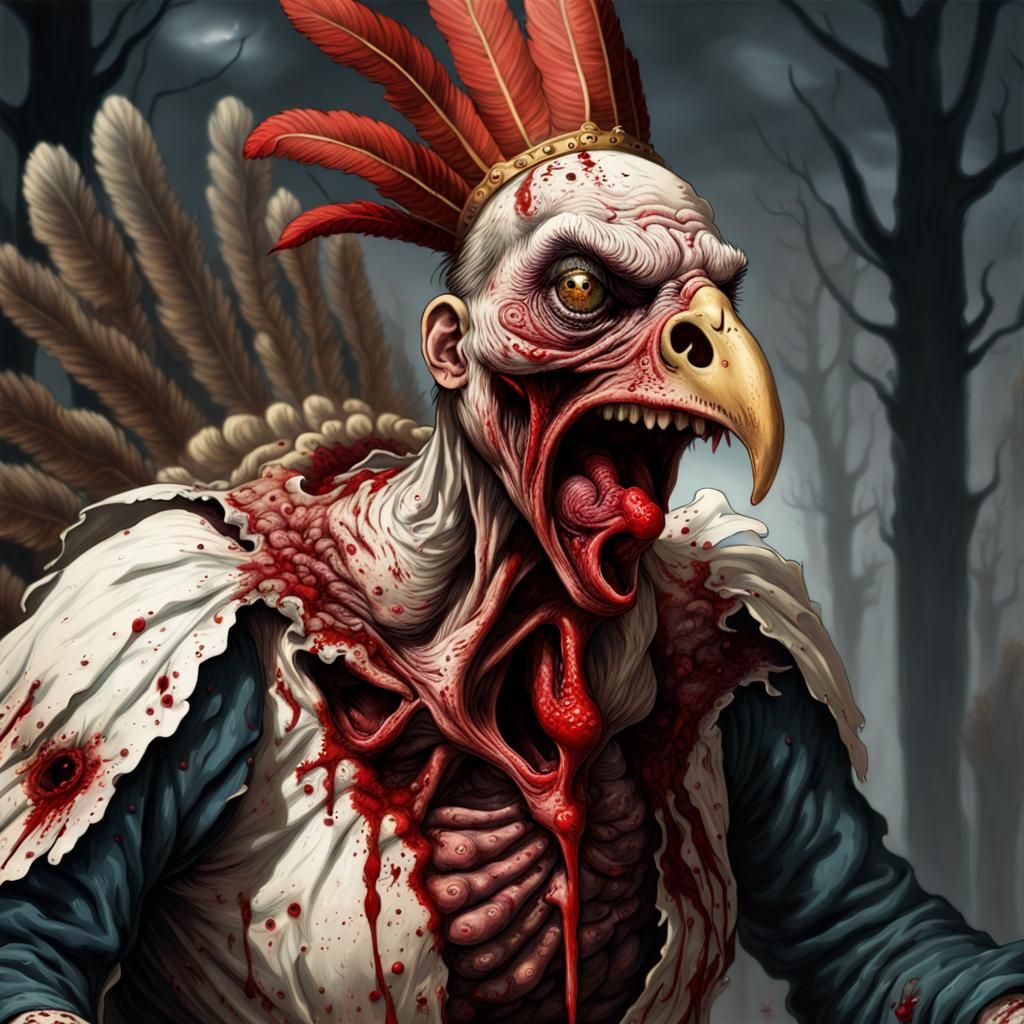 Bloody Zombie Turkey: Horror Art