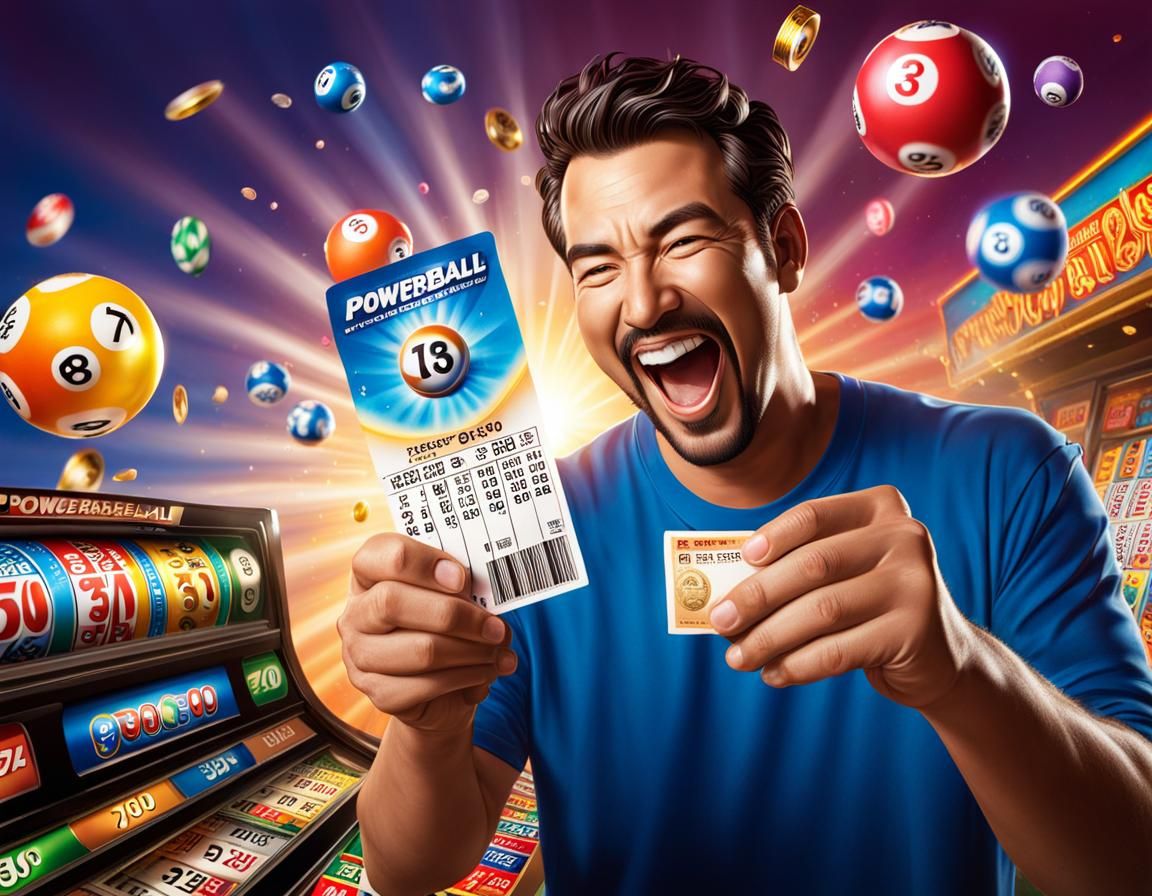 Elated Man Holds Winning Lottery Ticket