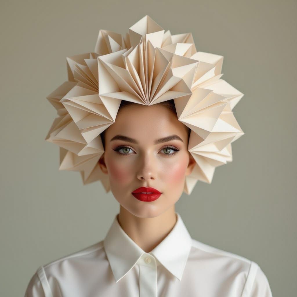 Origami Paper Pompadour Hairstyle in 8K Resolution