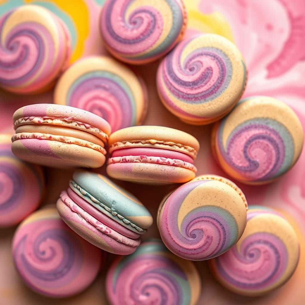Colorful Macarons in Abstract Impressionist Style