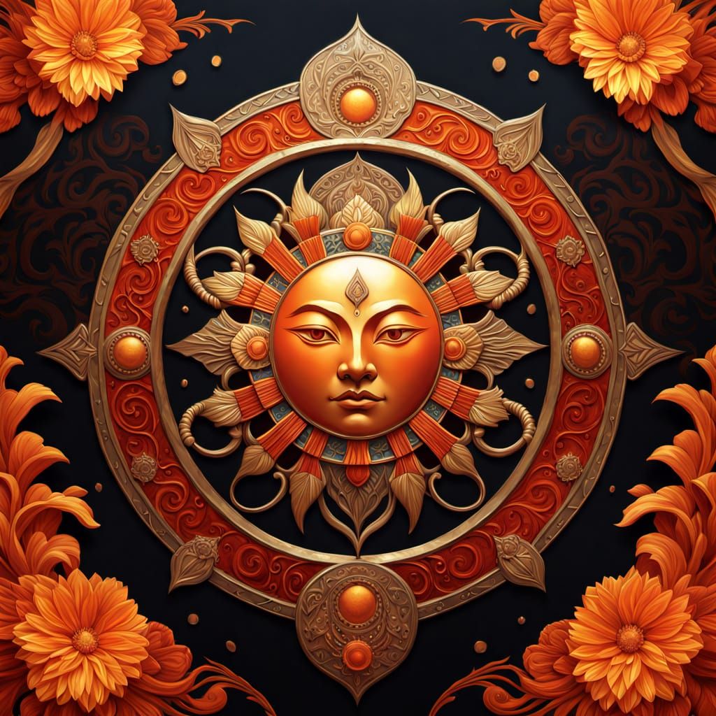 Rahu Devouring the Moon: Thai Art Nouveau Painting