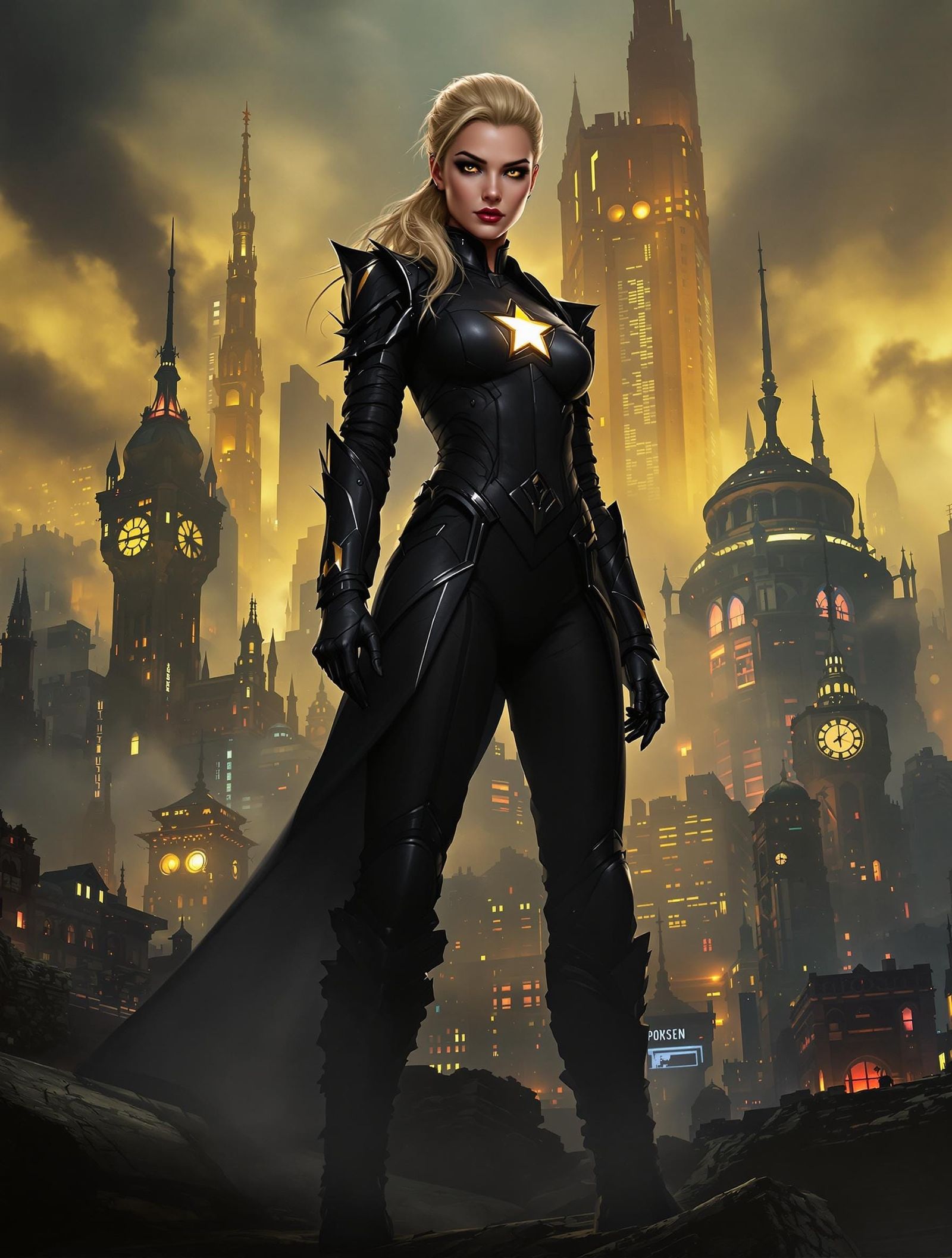 Judge Anderson in Dystopian Cityscape