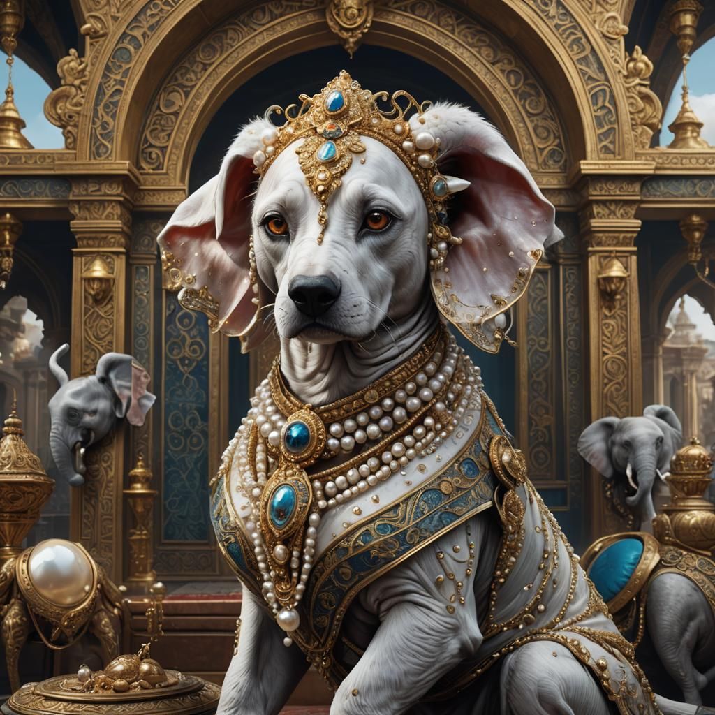 Young Countess with Dog in Detailed Matte Painting