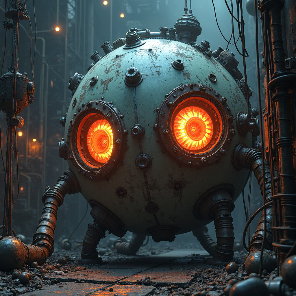 Futuristic Mechanical Eyeballs with Fission Reactor Pupils