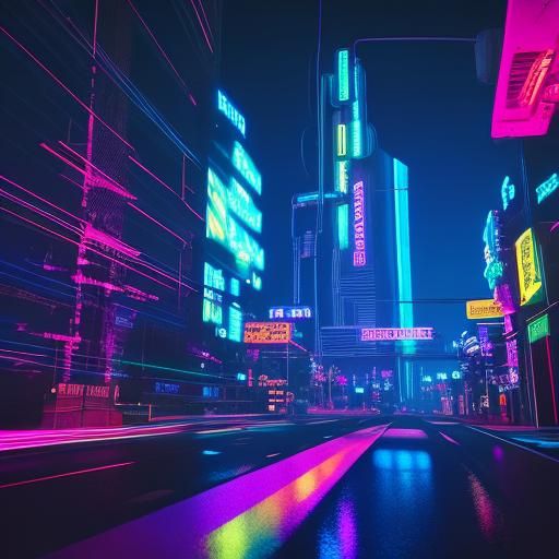 Futuristic Driver in Synthwave Neon Retro Car