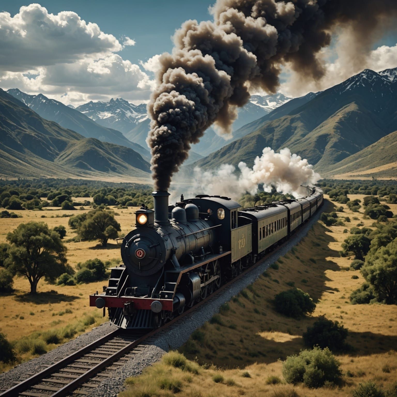 Argentine Train Journey Through Countryside: Digital Matte P...